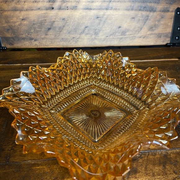 VTG FEDERAL GLASS YELLOW DIAMOND CUT DEPRESSION GLASS SQUARE CANDY TRINKET DISH - Picture 3 of 13